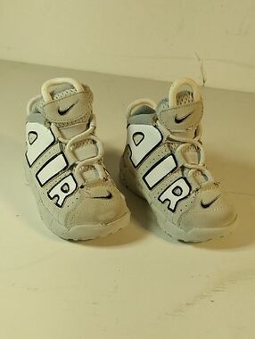 Nike Kids White and Tan High-Top Sneakers with Bold AIR Detail